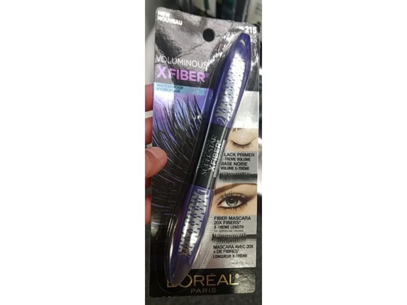L'Oreal Paris Voluminous X Fiber Mascara, Waterproof, 215 Blackest Black, 0.44 fl oz/13.2 mL