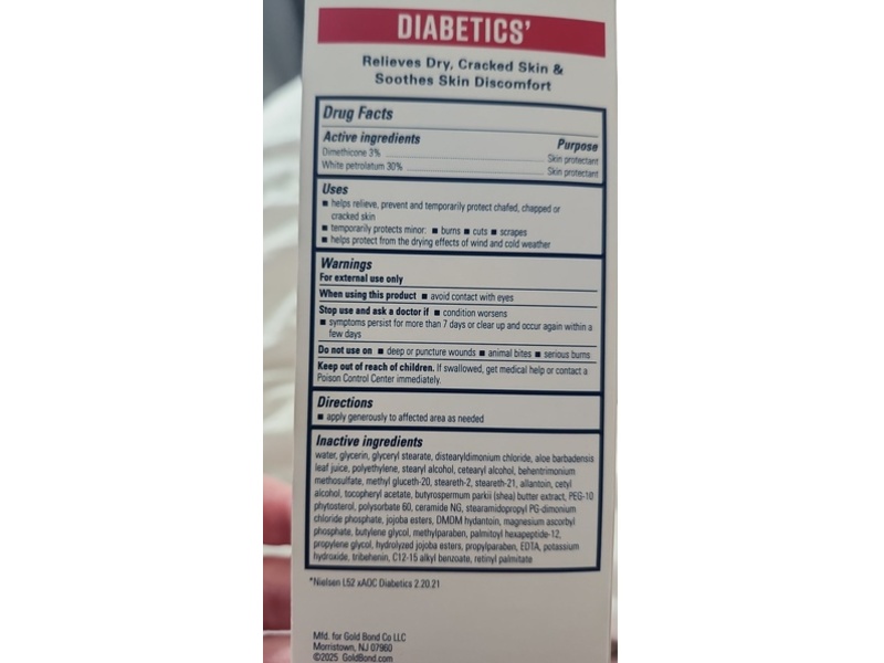 Gold Bond Medicated Diabetics' Dry Skin Relief Foot Cream, 3.4 oz/96 g