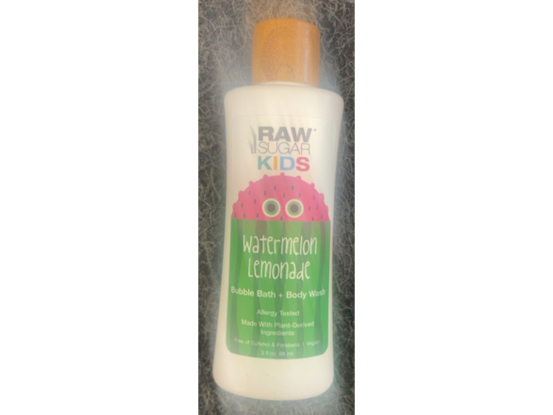 Raw Sugar Kids Watermelon Lemonade Bubble Bath+Body Wash, 3 fl oz/88 mL