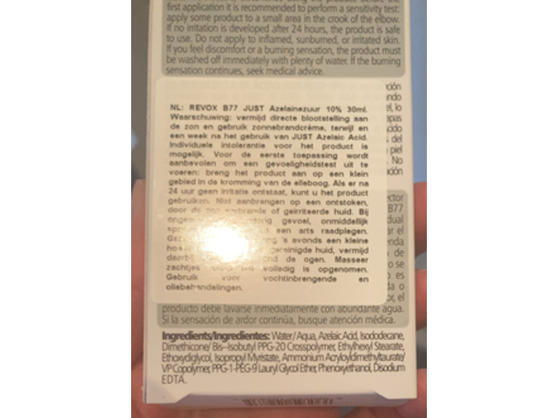 Revox B77 Just Brightening Solution, Azelaic Acid 10%, 1 fl oz/30 mL