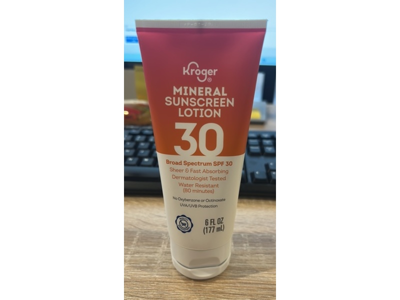 Kroger Mineral Sunscreen Lotion, SPF 30, 6 oz/177 mL