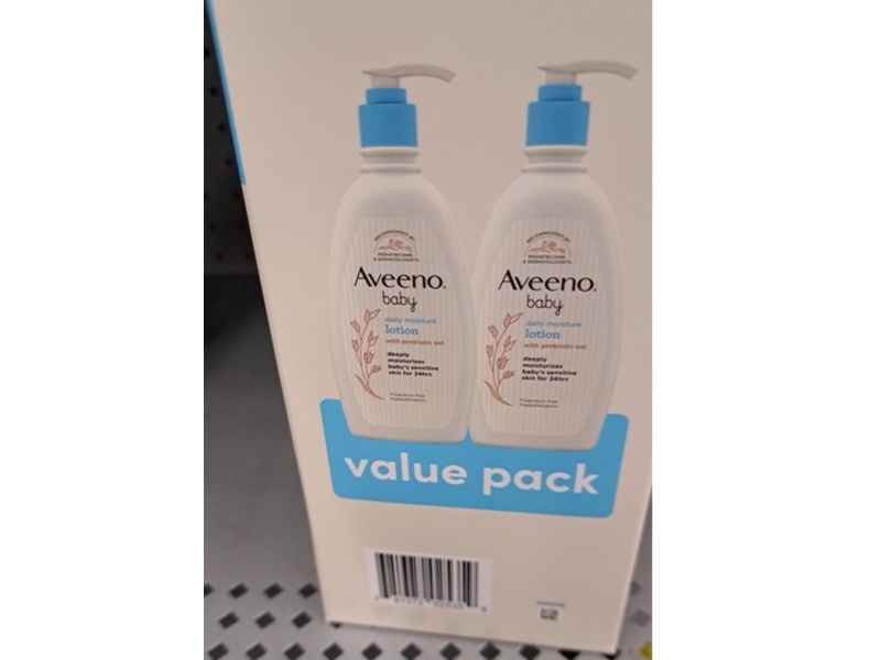 Aveeno Baby Daily Moisture Lotion, Prebiotic Oat, 12 fl oz/354 mL, Pack Of 2