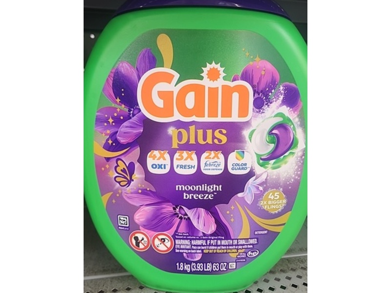 Gain Plus Laundry Detergent Pacs, Moonlight Breeze, 63 oz/1.8 Kg