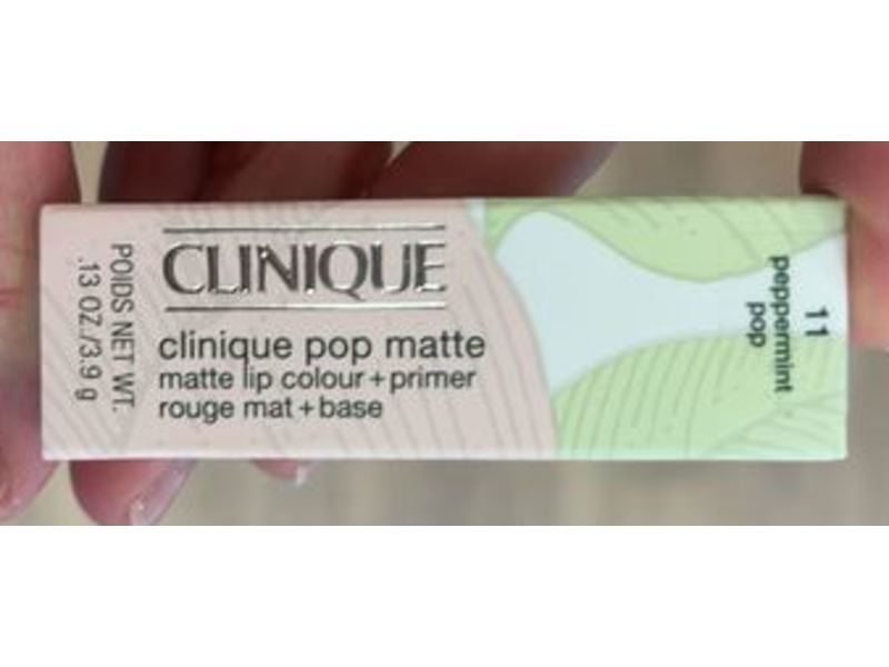 Clinique Pop Matte Lip Colour + Primer, 11 Peppermint Pop, 0.13 oz/3.9 g