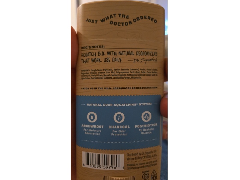 Dr. Squatch Men's Natural Odor Squatching Deodorant, Coastal Mist, 2.65 oz/75 g