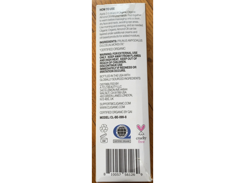 Cliganic Chemical free Deeply Nourishing, Sweet Almond Oil, 8 fl oz/240 mL
