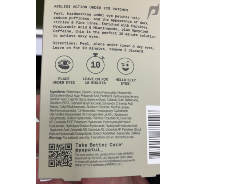 Papatui Ageless Action Under Eye Patches, 6 Pairs