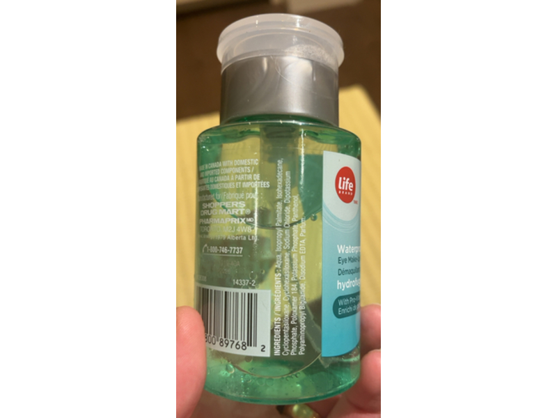 Life Brand Waterproof Eye Make - Up Remover, Hydrofuge, 175 mL