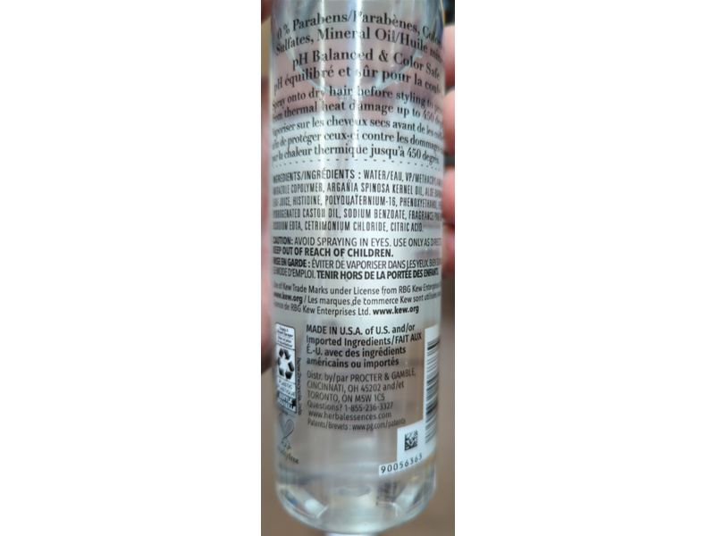 Herbal Essences Heat Protect Spray, Argan Oil & Aloe, 5.7 fl oz/170 mL