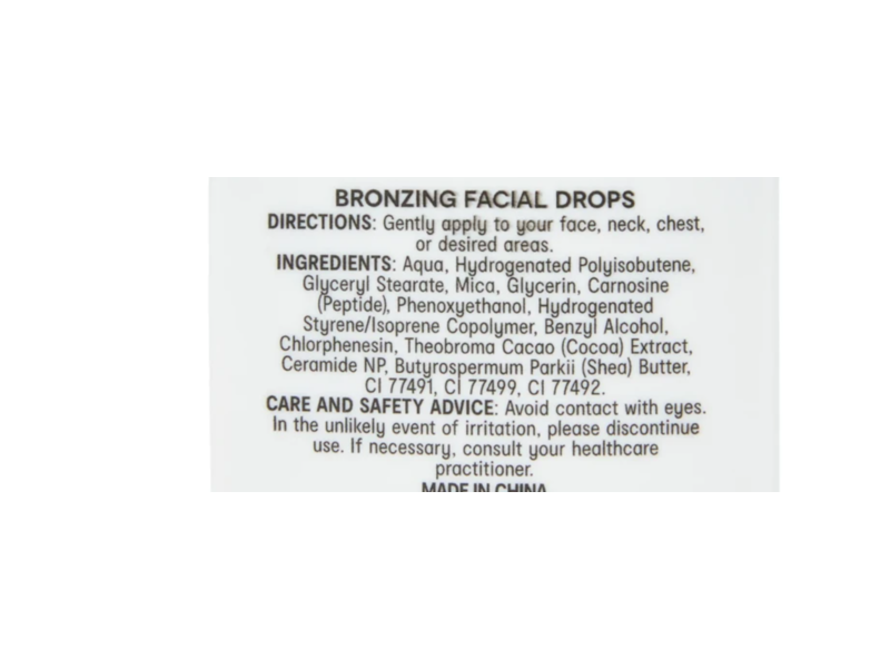 OXX Skincare Nourishing Glow Bronzing Facial Drops, Cocoa Extract & Peptide, 30 mL