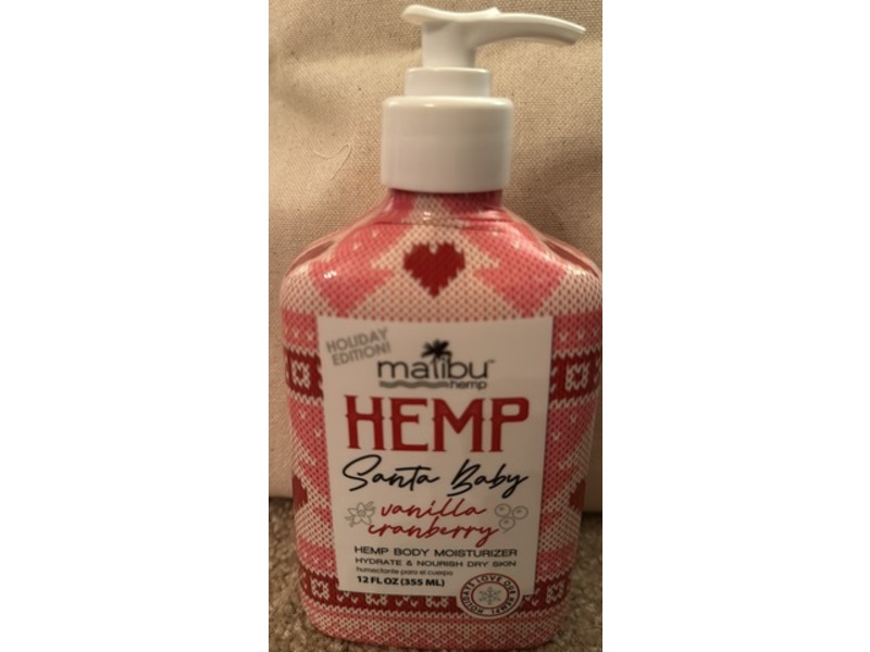 Malibu Hemp Santa Baby Body Moisturizer, Vanilla Cranberry, 12 fl oz/355 mL