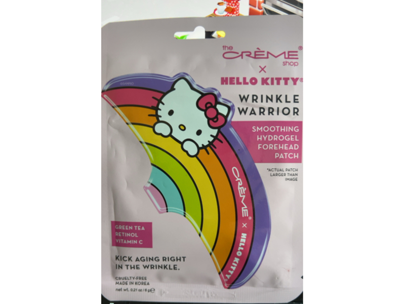 The Creme Shop Hello Kitty Wrinkle Warrior Smoothing Hydrogel Forehead Patch, Green Tea, Retinol & Vitamin C, 0.21 oz/6 g, Pack Of 3