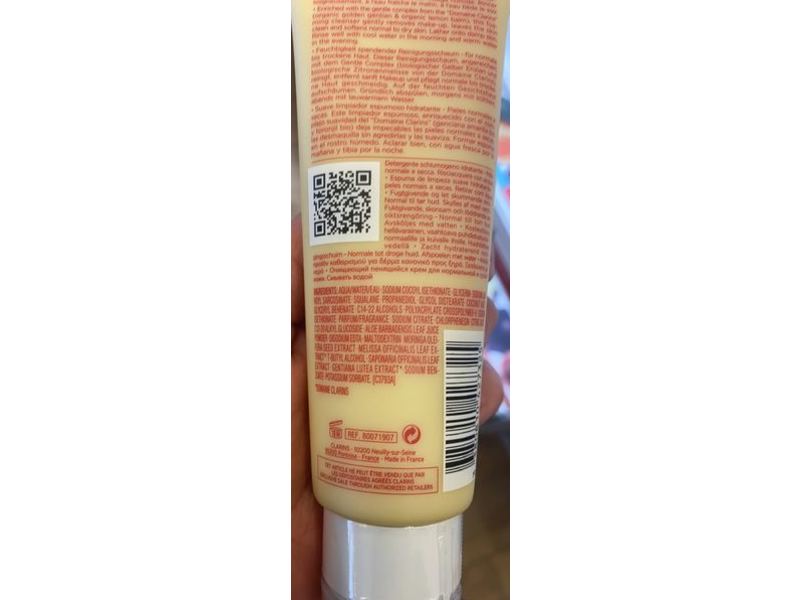 Clarins Hydrating Gentle Foaming Cleanser, Normal To Dry Skin, Anti-Pollution, 4.2 fl oz/125 mL