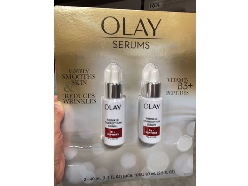 Olay Wrinkle Correction Serum, B3+ Peptides, 1.3 fl oz/40 ml, Pack Of 2
