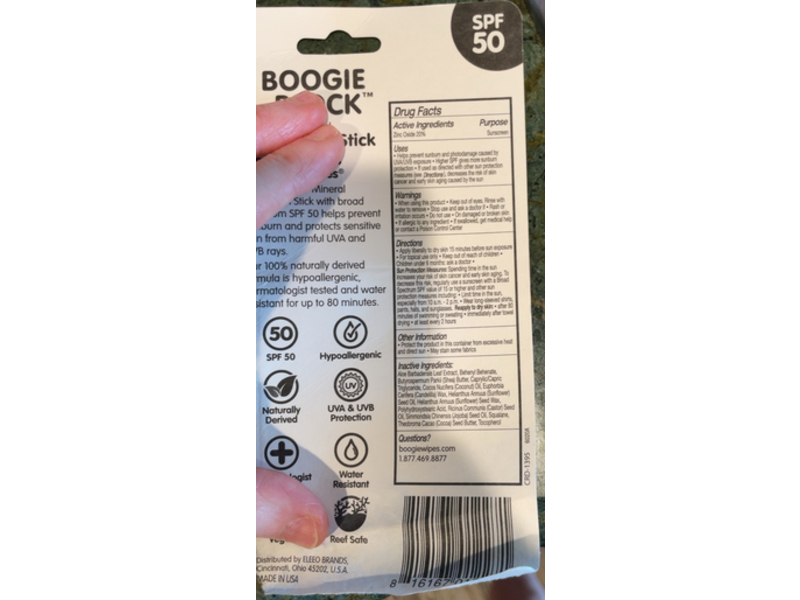 Boogie Block Sunscreen Stick, SPF 50, 0.49 oz/14 g