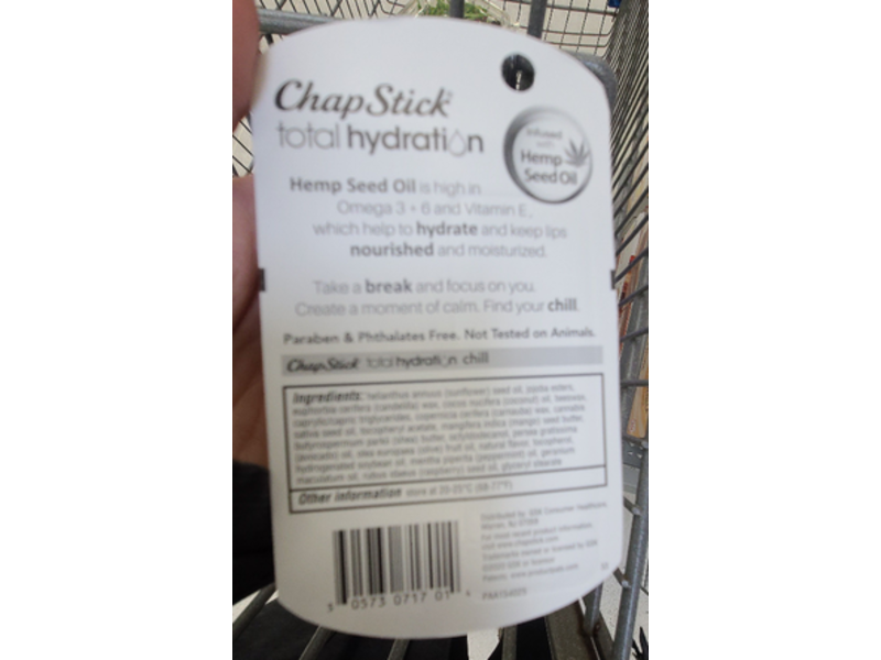 Chapstick Total Hydration Lip Balm, Hemp Seed Oil, Chill, 0.12 oz/3.5 g