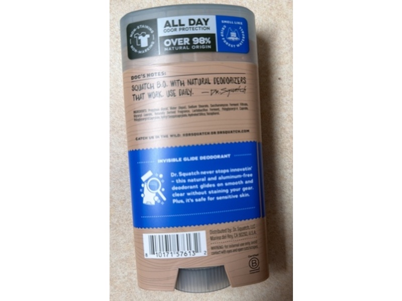 Dr.Squatch Men's Natural Invisible Glide Deodorant, Fresh Falls, 2.65 oz/75 g