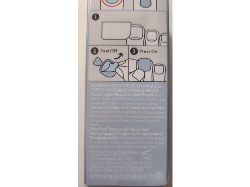 Kiss Impress Color Press On Toenails, Glossy Blue, Pack of 24