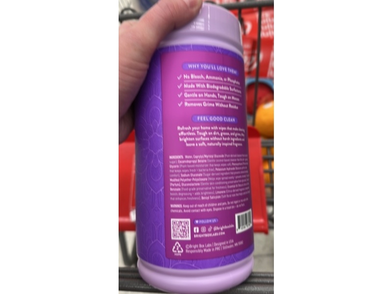 Bright Box All-Purpose Cleaning Wipes, Lavender Bliss, 72 Count