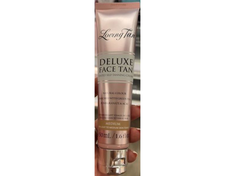 Loving Tan Deluxe Face Tan Tinted Self-Tanning Cream, Medium, 1.6 fl oz/50 mL