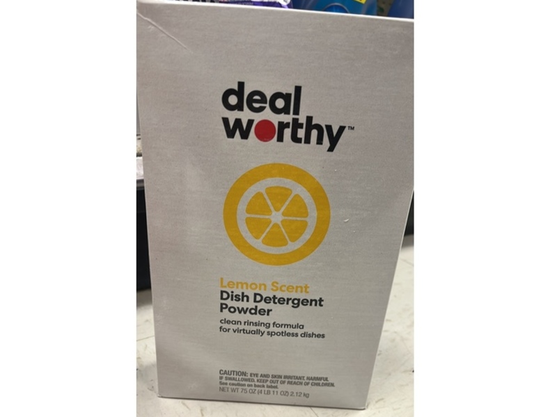 Deal Worthy Dish Detergent Powder, Lemon Scent, 75 oz/2.12 kg