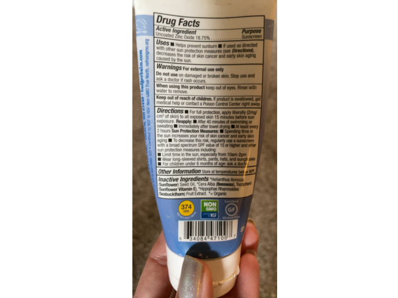 Badger Unscented Natural Mineral Sunscreen Cream, SPF 30, 2.9 fl oz/87 mL