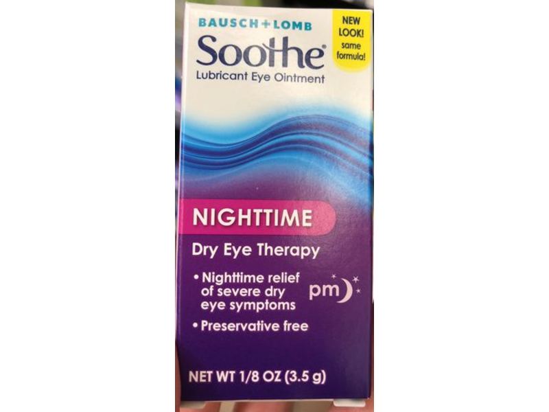 Bausch + Lomb Soothe Nighttime Dry Eye Therapy Lubricant Eye Ointment, 1/8 oz/3.5 g