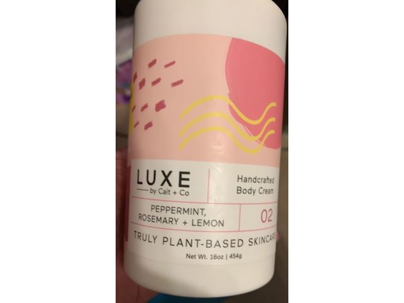 Luxe Handcrafted Body Cream, Peppermint, Rosemary + Lemon 02, 16 oz/454 g