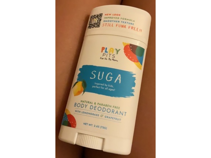 Play Pits Kids Natural Suga Body Deodorant, Lemongrass & Grapefruit, 2.65 oz/75 g, 2 Pack