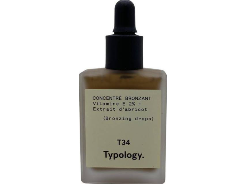 Typology T34 Bronzing Drops, Concentrated Tanning Vitamin E 2% + Apricot Extract, 15 mL