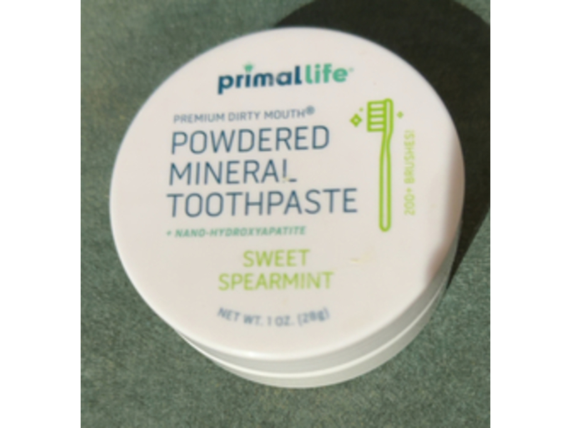 Primal Life Organics Premium Dirty Mouth Powdered Mineral Toothpaste, Sweet Spearmint, 1 oz/28 g