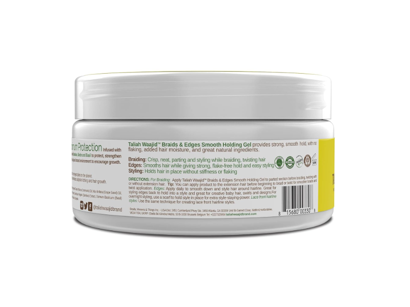 Taliah Waajid Braids & Edges Smooth Holding Gel, Bamboo, Biotin & Basil, 8 fl oz/237 mL