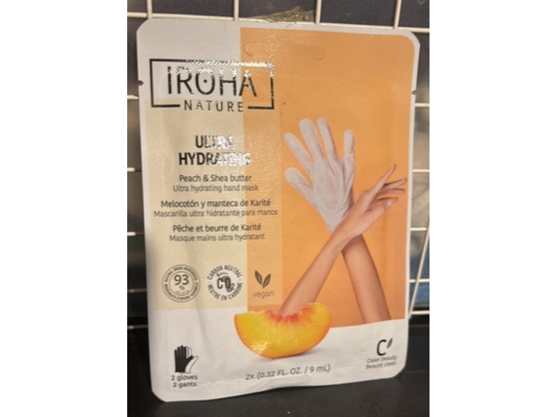 Iroha Ultra Hydrating Hands Mask, Peach & Shea Butter, 0.32 fl oz/9 mL, 2 Count
