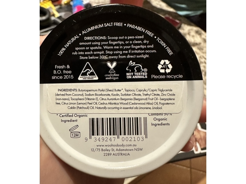 Woohoo! All Natural Extra Strength Tux Deodorant Paste, 2.12 oz/60 g