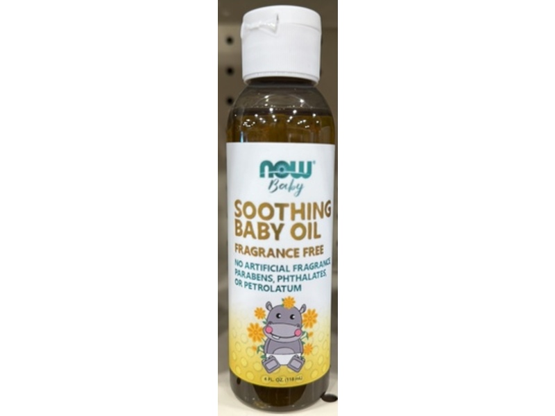 Now Baby Soothing Baby Oil, Fragrance Free, 4 fl oz/118 mL