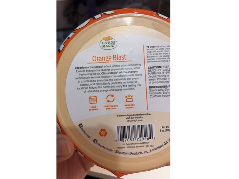 Citrus Magic Solid Air Freshener, Orange Blast, 8 oz/226 g