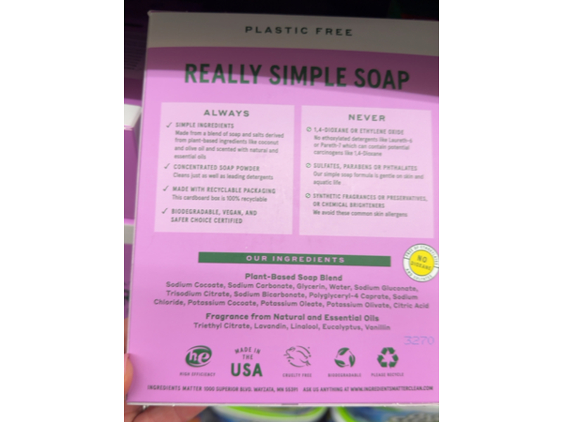 Ingredients Matter Ultra Concentrated Laundry Soap, Lavender, 60 Loads, 30 oz/0.85 kg