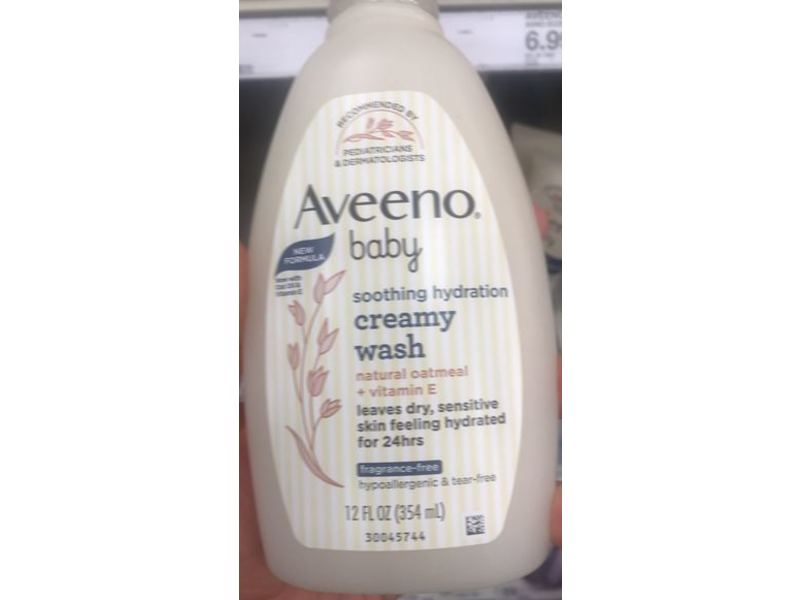 Aveeno Baby Soothing Hydration Creamy Wash, Natural Oatmeal + Vitamin E, Fragrance-Free, 12 fl oz/354 mL