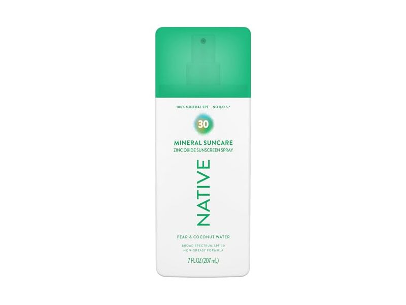 Native Mineral Sunscreen Spray, SPF 30, Pear & Coconut Water, 7 fl oz/207 mL