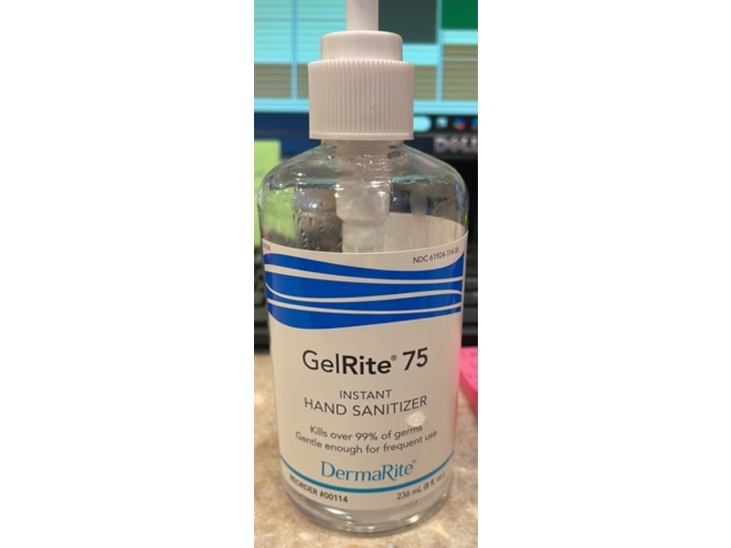 DermaRite GelRite 75 Instant Hand Sanitizer, 8 fl oz/236 mL