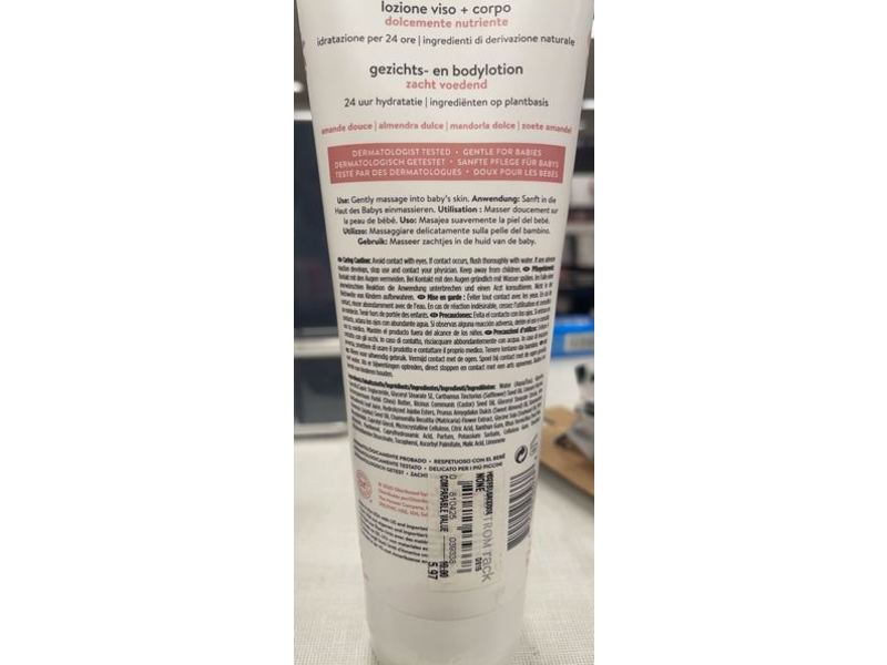 The Honest Company Gently Nourishing Face + Body Lotion, Sweet Almond, 8.5 fl oz/250 mL