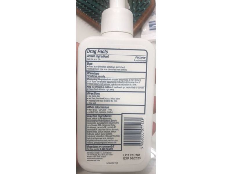 CeraVe Acne Control Cleanser, 2% Salicylic Acid Acne Treatment, 8 fl oz/237 mL