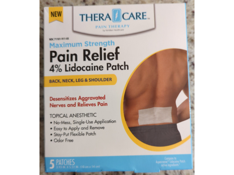 Thera Care 4% Lidocaine + Menthol Strength Pain Relief Patch, 5 Count
