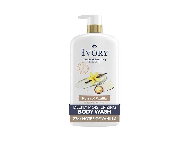 Ivory Deeply Moisturizing Body Wash, Notes Of Vanilla, 27 fl oz/798 mL