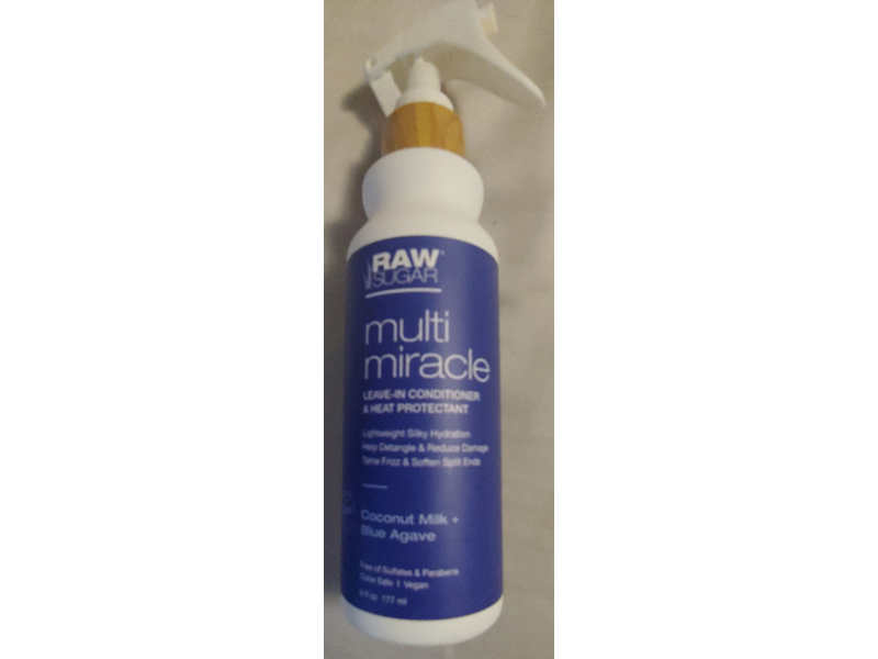 Raw Sugar Multi Miracle Leave-In Conditioner & Heat Protectant, Coconut Milk + Blue Agave, 6 fl oz/177 mL