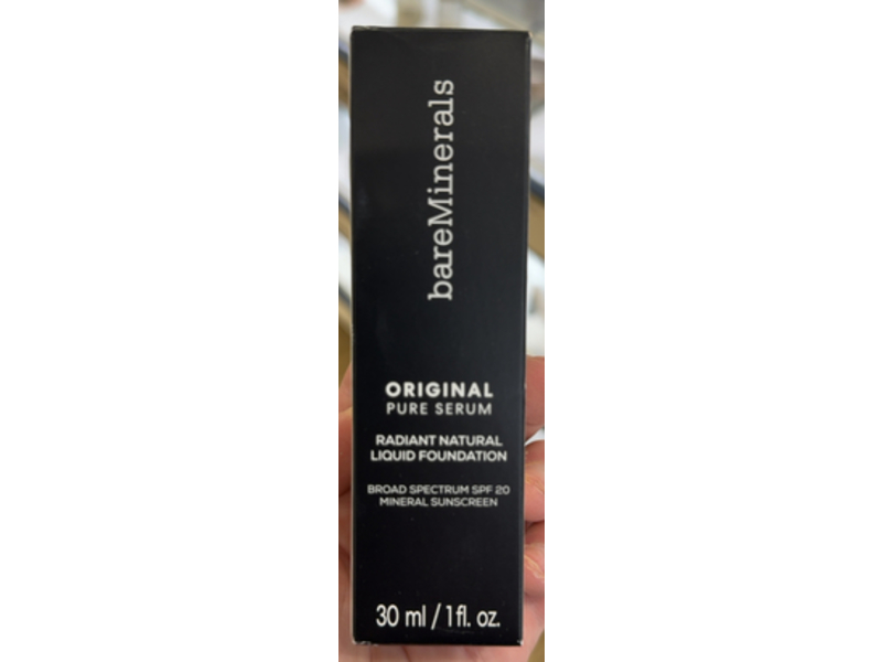 BareMinerals Original Pure Serum Radiant Natural Liquid Foundation, SPF 20 Light Warm 2.5, 1 fl oz/30 mL