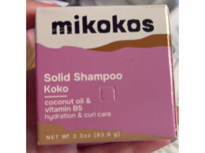 Mikokos Hydrating & Curl Care Solid Shampoo, Koko, Coconut Oil & Vitamin B5, 3.3 oz/93.6 g