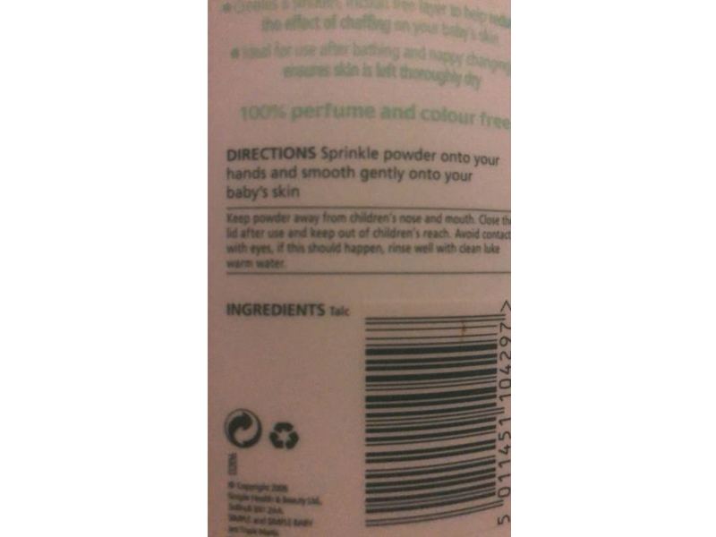 Simple Baby Pure Talc, 100% Perfume & Colour Free, 250 g