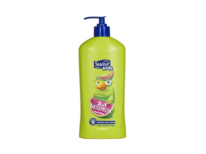 Suave Kids 3-In-1 Shampoo + Conditioner + Body Wash, Watermelon Wonder, 18 fl oz/532 mL