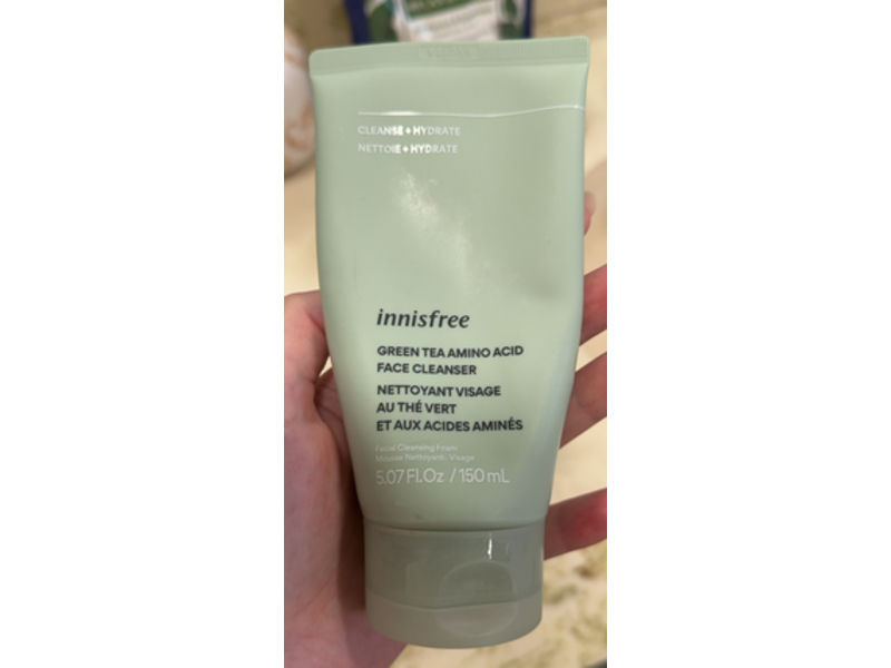 Innisfree Cleanse + Hydrate Facial Cleansing Foam, Green Tea Amino Acid, 5.07 fl oz/150 mL